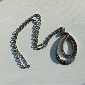 Double Drop Silver Pendant Necklace